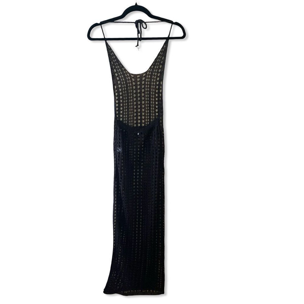 Superdown Renata Dress black sheer halter swim cover up mesh midi maxi Revolve - Picture 4 of 10